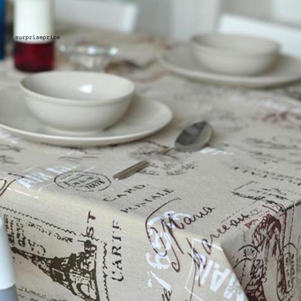 Khăn trải bàn in hình tháp Eiffel phong cách vintage