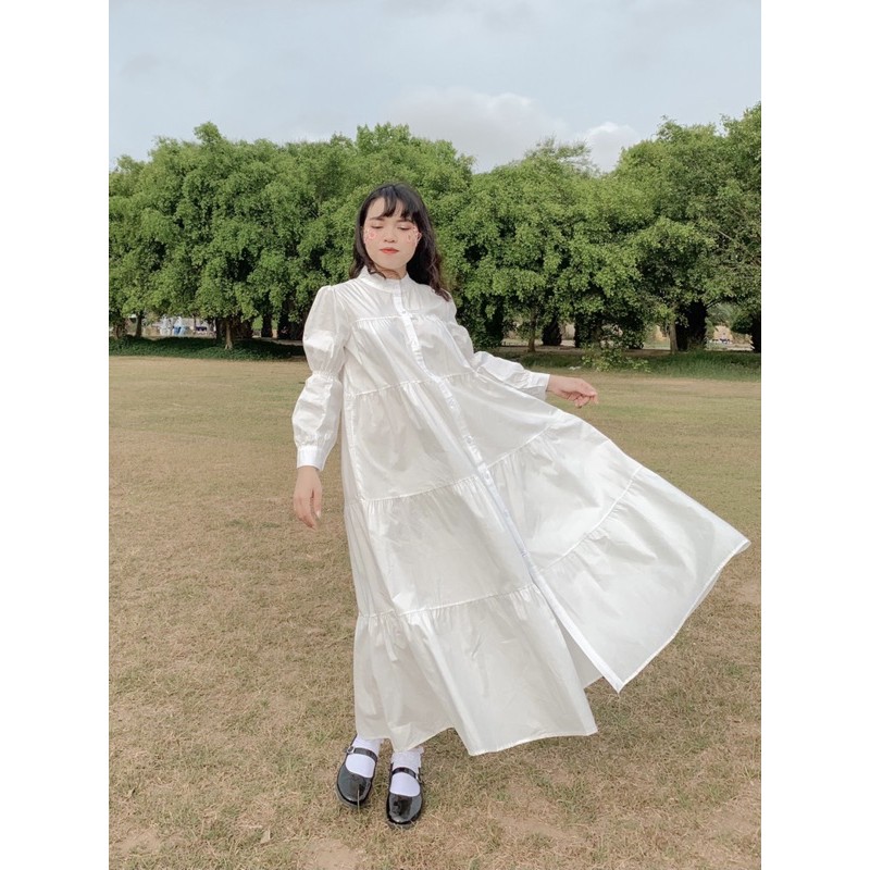 Đầm babydoll trắng dài
