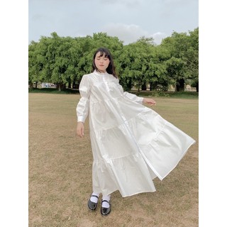 Đầm babydoll trắng dài