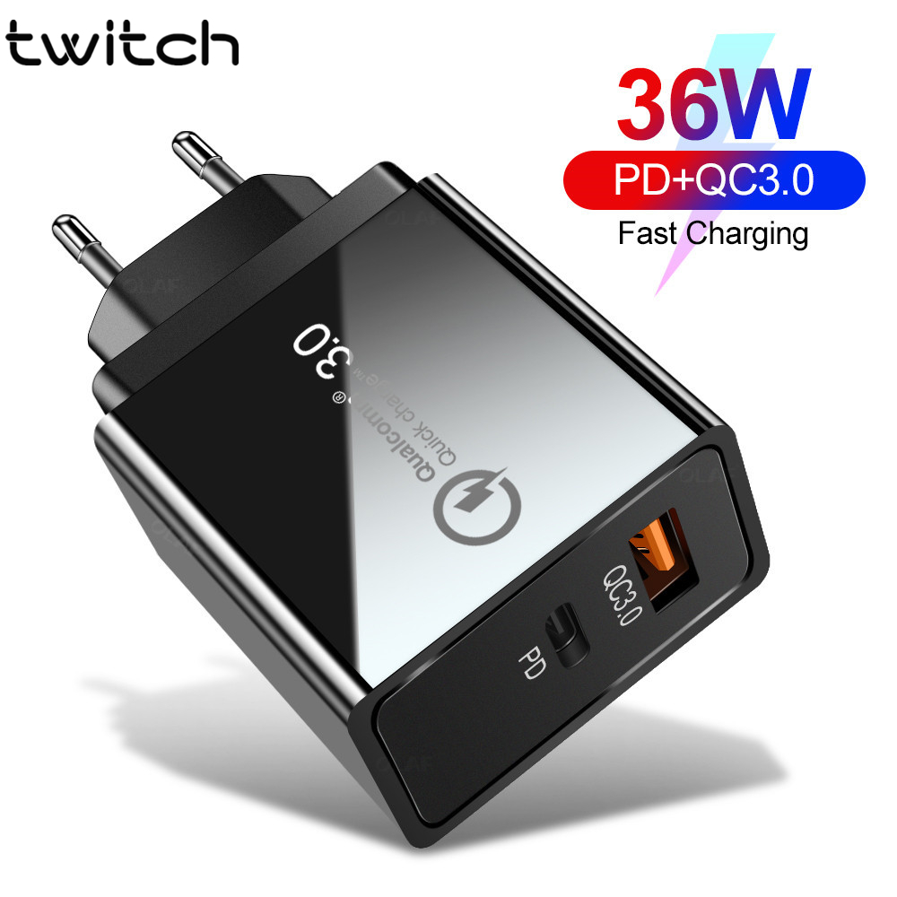 Củ Sạc Nhanh Twitch PD 18W 36W Với Cổng USB 3.0 Lựa Chọn Đầu Cắm EU / US