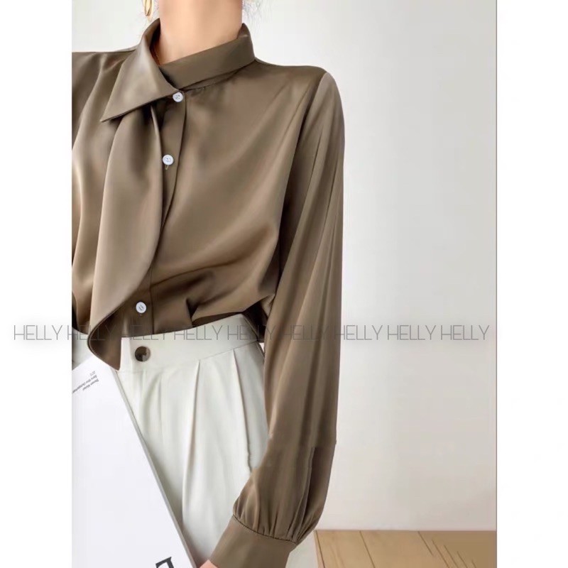 ÁO SƠ MI LỤA NỮ CỔ NƠ | HELLY SHOP