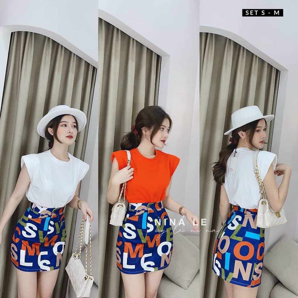 Gunkaymatter Sét Áo Kèm Chân Váy In Họa Tiết Thời Trang Nữ Thiết Kế Sang Chảnh Phù Hợp Mọi Phong Cách
