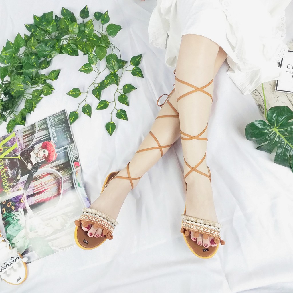 Giày sandal cột dây chiến binh thổ cẩm