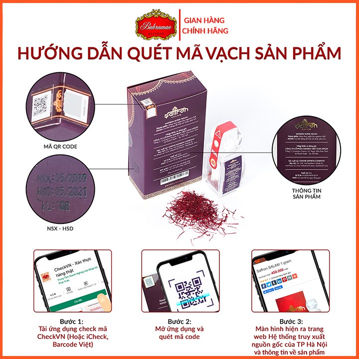 Nhụy Hoa Nghệ Tây SAFFRON SALAM Lọ 1Gr