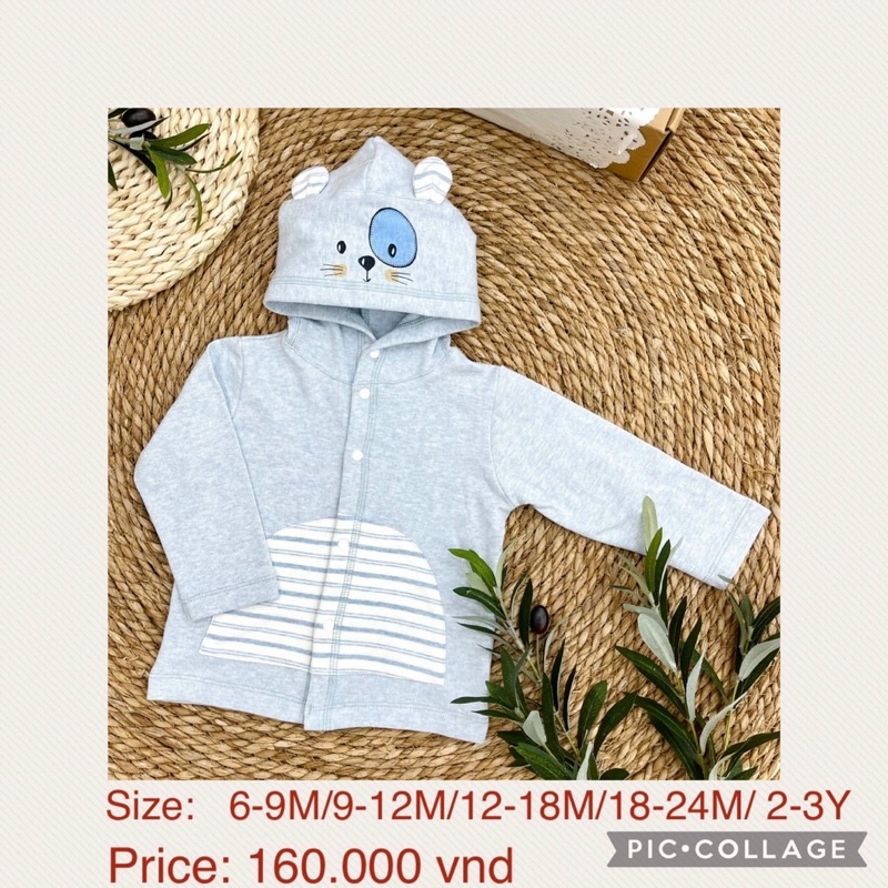 [CHÍNH HÃNG] Áo khoác cúc giữa tai mèo cotton trẻ em Moon (Sz 9m-3y)