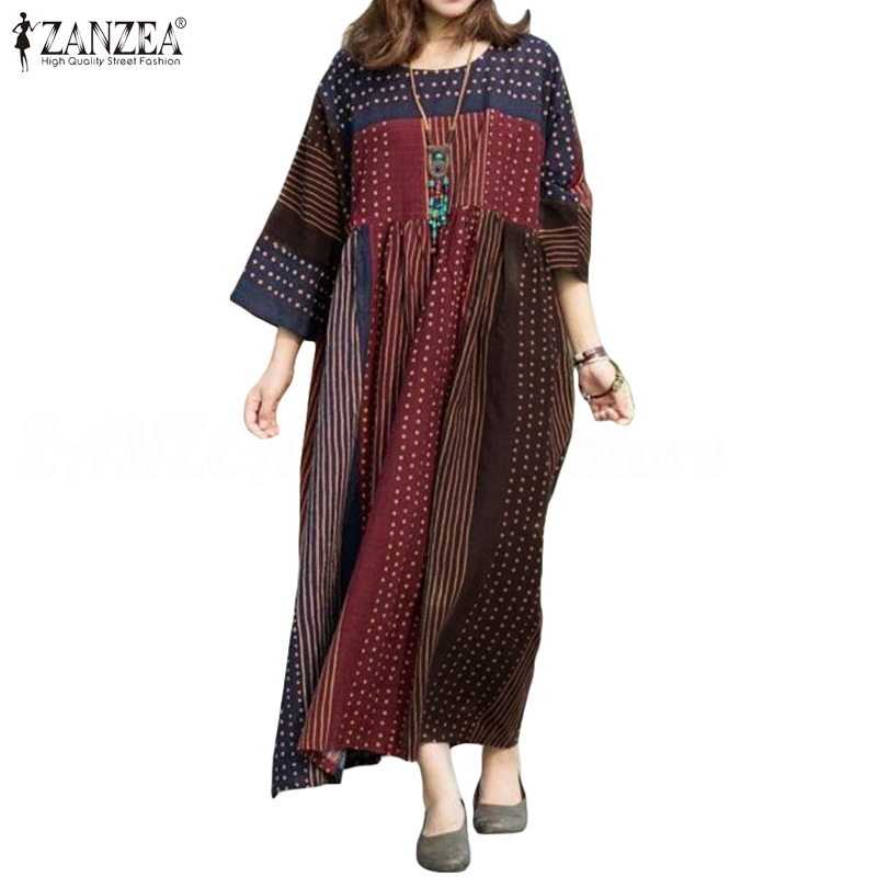 Đầm Khổ Rộng Zanzea Họa Tiết Chấm Bi Thời Trang Sành Điệu Cho Nữ