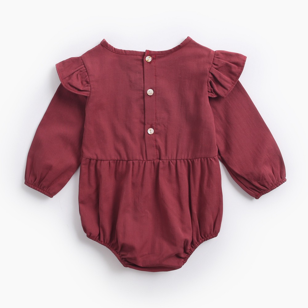 Bộ Đồ Cotton Liền Thân Sanlutoz Dài Tay Thiết Kế Màu Đỏ Đáng Yêu Cho Bé Gái Sơ Sinh