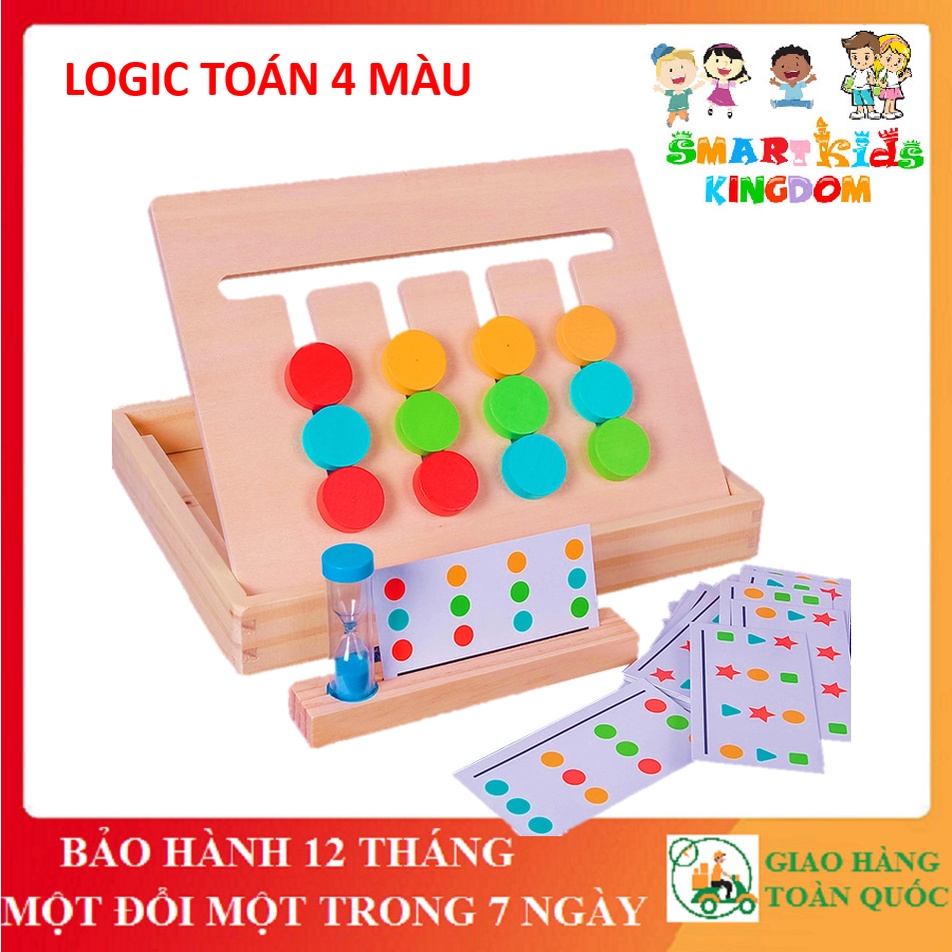 Đồ Chơi Toán Logic 4 màu - Ghép Hình theo mẫu kèm Đồng Hồ Cát - Four Color Game