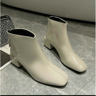 bốt nữ da lì khoá kéo