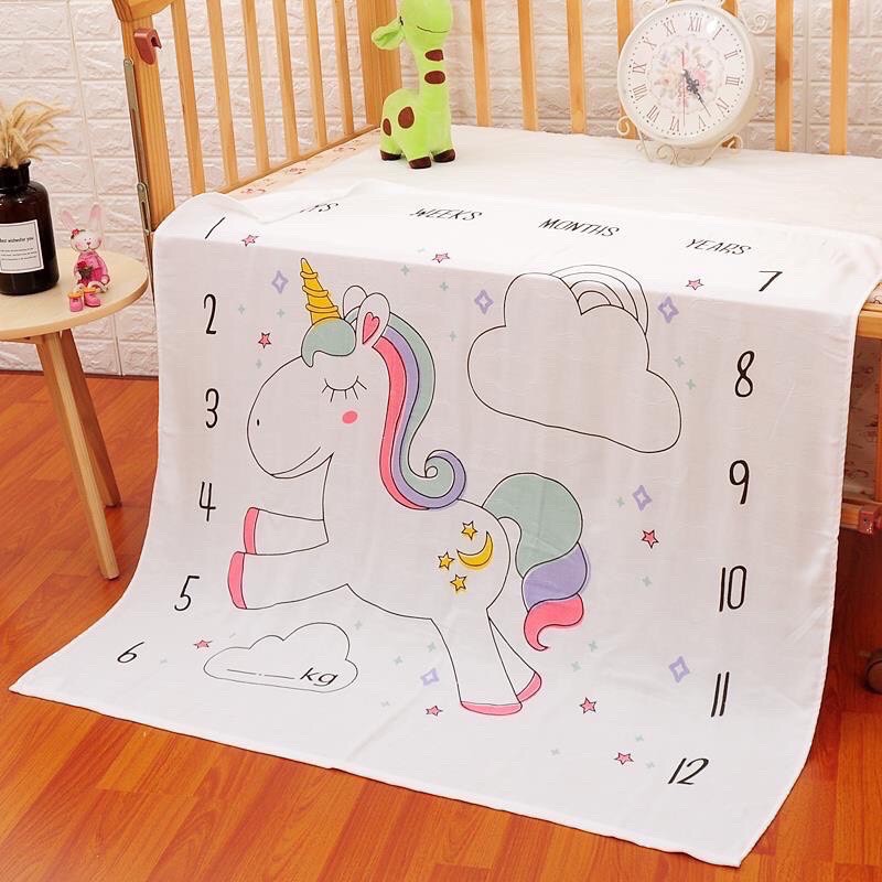 Chăn cho bé, khăn thu đông chất vải lụa cotton 110x120cm nhiều hình đáng yêu bunakids PN22