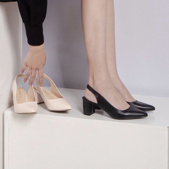 Giày cao gót nữ Quai hậu slingback mũi nhọn da mềm cực xinh