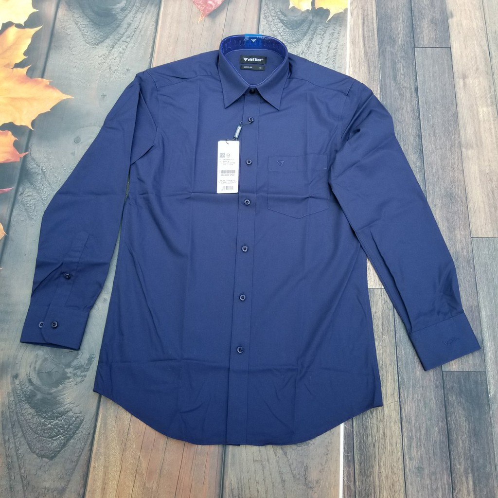 Aó sơ mi nam Việt Tiến dài tay màu xanh đen ,chính hãng , cao cấp  - form suông REGULAR - tà bầu | BigBuy360 - bigbuy360.vn