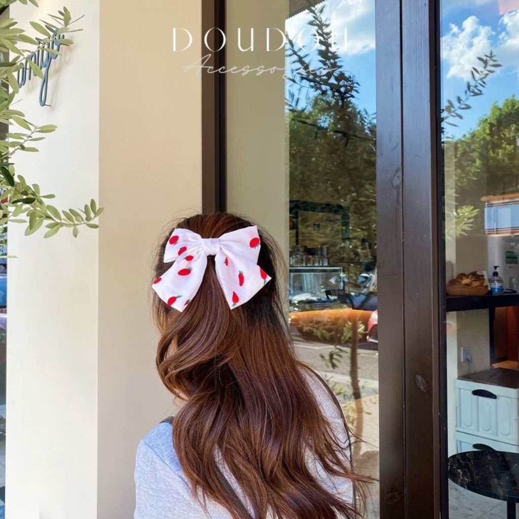 Băng đô rửa mặt chống trượt DOUDOU Cài tóc nữ hình tai gấu đính hoa Bờm lông cừu Hàn Quốc dễ thương cho nữ FG007