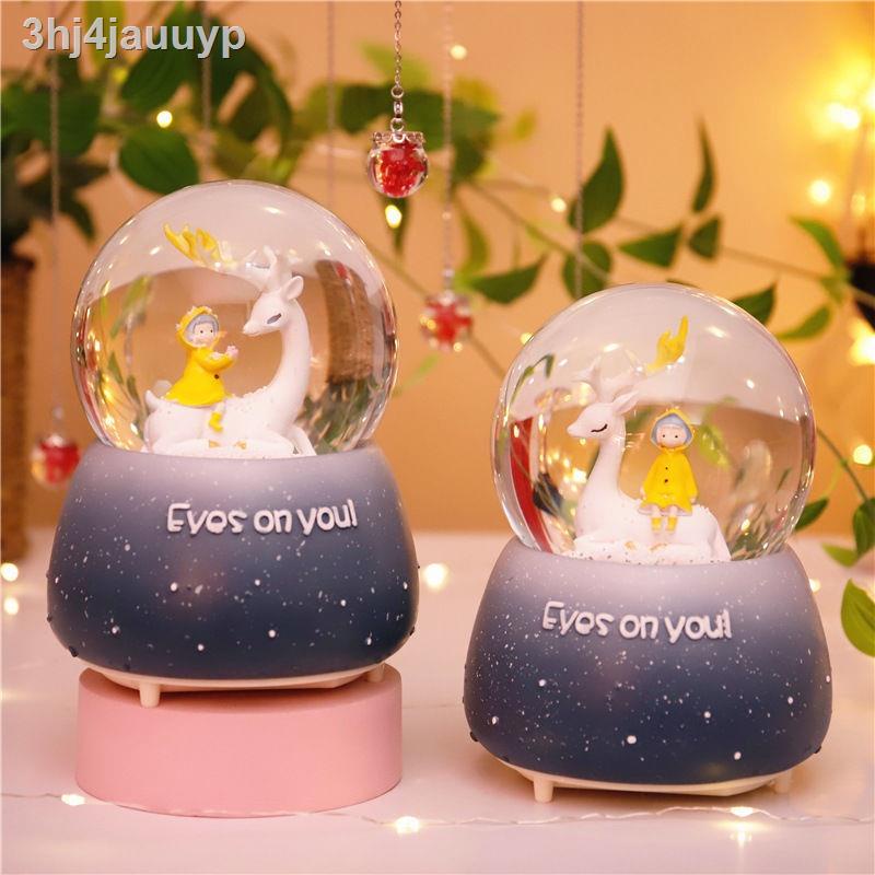 ❃﹍₪Bạn gái Quà tặng sinh nhật Nữ Giáng sinh Đèn ngủ Quả cầu pha lê Hộp nhạc Hộp nhạc dạ quang Hộ