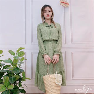 Đầm cổ nơ đuôi cá