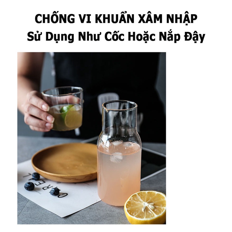 Bình Và Cốc Nước Thủy Tinh Borosilicate Cho Một Người, Phong Cách Bắc Âu; Đựng Trà Sữa, Nước Trái Cây, Uống Nóng Lạnh