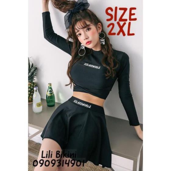 (Có size nhỏ, big size trên 60kg) Đồ bơi, bikini 2 mảnh tay dài chống nắng cột nơ sau, bộ bơi học bơi đi biển xịn  ྇