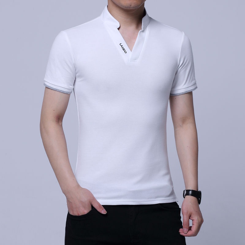 Áo Thun Thể Thao Tay Ngắn Cổ Đứng Ôm Dáng Kiểu Hàn Quốc Thời Trang Mùa Hè Cho Nam