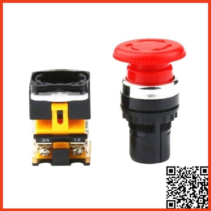 Công tắc nhấn dừng khẩn cấp LA38-11ZS giá rẻ phi 22mm đầu nấm dù màu đỏ