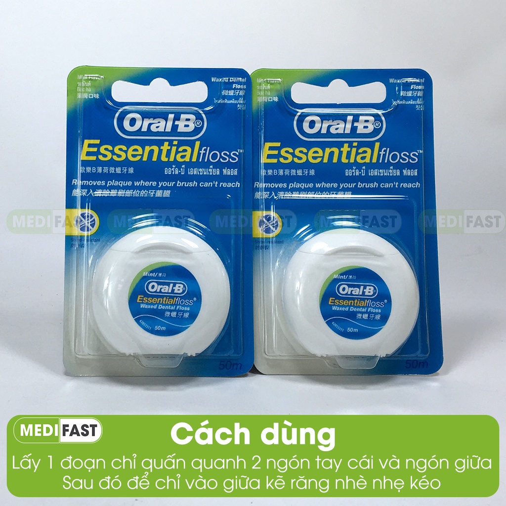 Chỉ nha khoa Oral B - Làm sạch chân răng - Bảo vệ răng miệng - Chính hãng