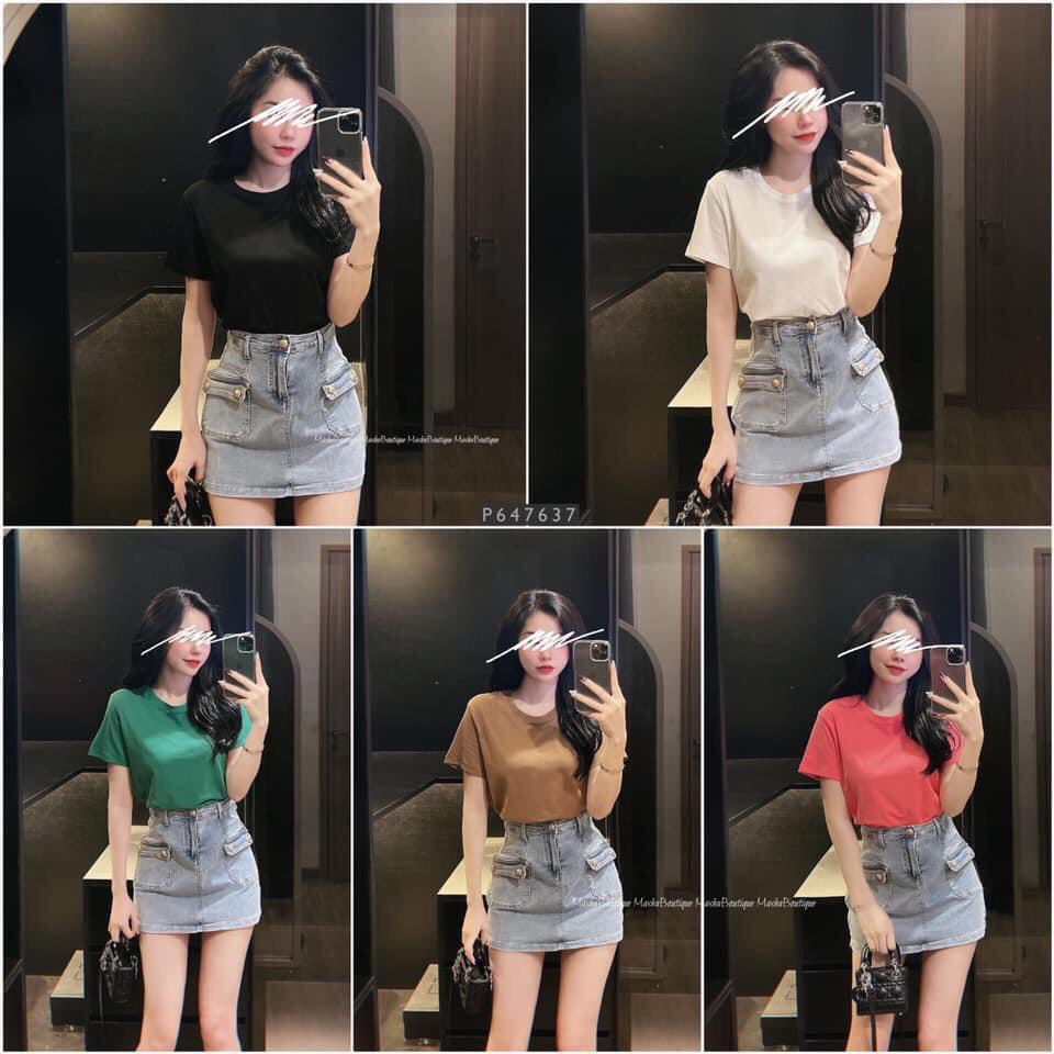 ÁO PHÔNG NỮ CHẤT COTTON XƯỚC NỮ CỔ TRÒN SIÊU ĐẸP - A113