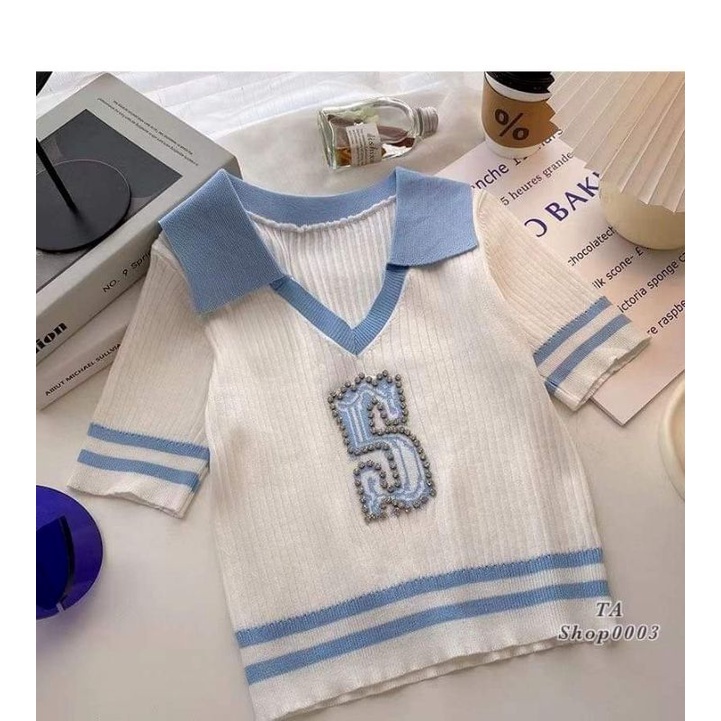 Áo len cổ bẻ số 5 hàng QCL1