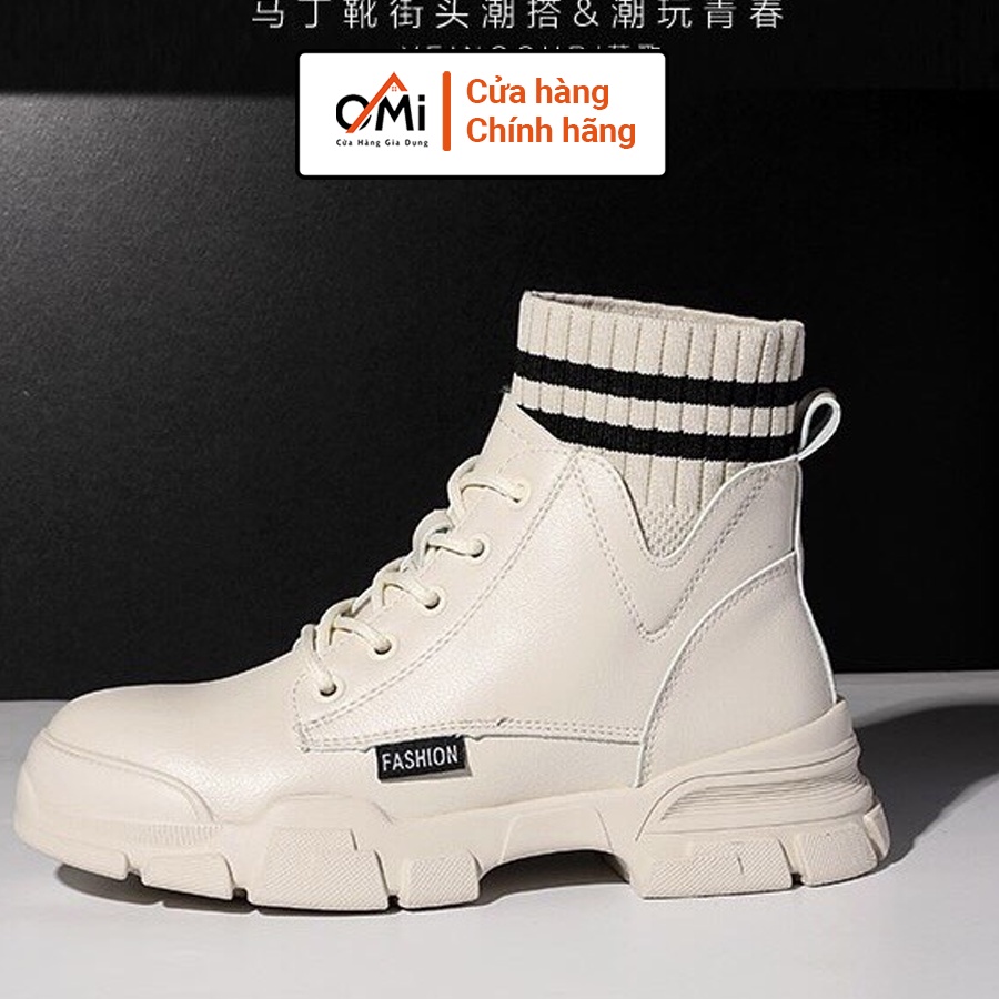 Giày bốt cao cổ nữ loại 1, giày boot cao cổ OMI có chun len cổ chân cao 3 cm đế cao su mềm êm ái | BigBuy360 - bigbuy360.vn