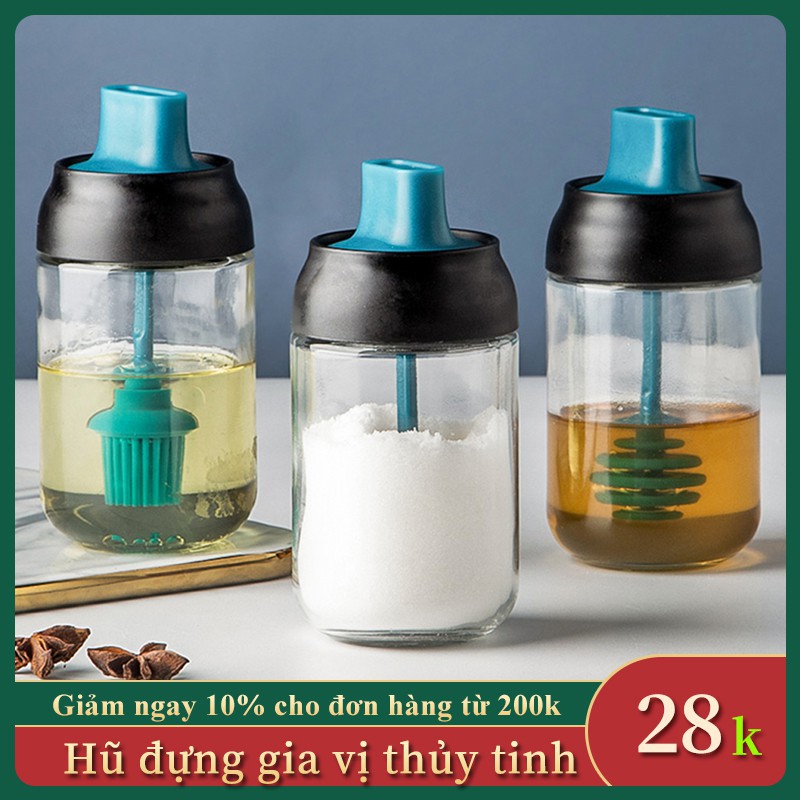 (SLS) Hũ Đựng Gia Vị, Hũ Thủy Tinh , Lọ Đựng Gia Vị, Dầu Ăn, Mật Ong 250ml 280ml Chống Nước, Ẩm Mốc, Côn Trùng