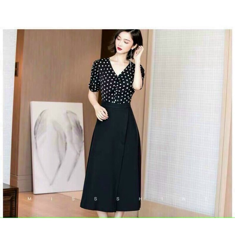 Đầm công sở SET ÁO BI + CHÂN VÁY ĐEN