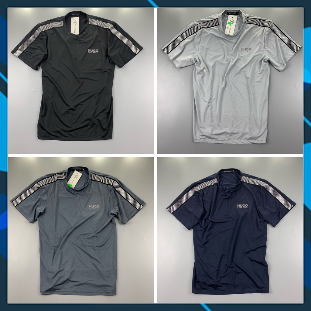 Áo thể thao nam Viền Sọc 2021 Hugo Sport, Áo tập gym nam co dãn 4 chiều thoáng mát, Ảnh thật. | BigBuy360 - bigbuy360.vn