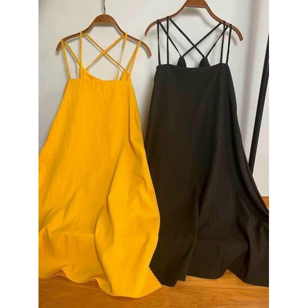 Váy 2 Dây, Váy Đũi Suông Mặc Ở Nhà - Đầm Bầu Dáng Xòe, Dây Đan Lưng Cực Đẹp
