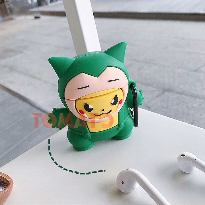 Case Airpods Snorlax Pikachu , Vỏ bao Airpods 1 2 silicon đựng tai nghe bluetooth , tai nghe không dây - Phụ Kiện Tomato