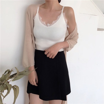 Áo Thun Đan Len Hai Dây Hở Lưng Cổ Chữ V Thời Trang Mùa Hè Sành Điệu Cho Nữ