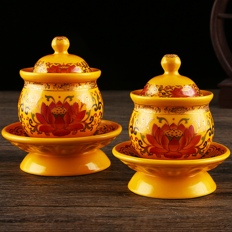 Cốc cung cấp nước hoa sen vàng cung cấp Phật gốm sứ cho cốc Phật đường trước chén nước thánh để thờ Phật lễ Phật Tịnh Th