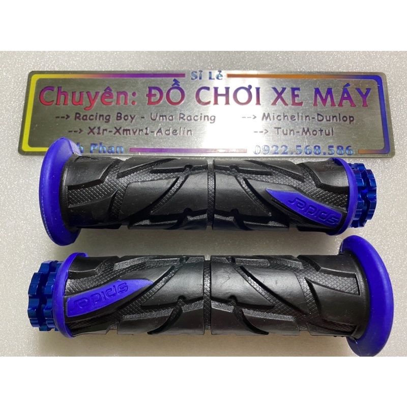 Tay nắm bao tay cao su xe máy Spider gù kim loại thời trang - Cực đầm và bám tay lái - shopbansi.
