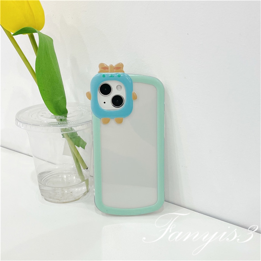 Ốp Điện Thoại Mềm Họa Tiết Quái Vật Nhỏ Đeo Nơ Bảo Vệ lens iPhone 14 13 12 11 Pro Max X XR Xs Max 8 7 Plus