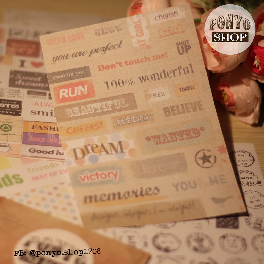 Bộ 6 sticker Message trang trí Handmade