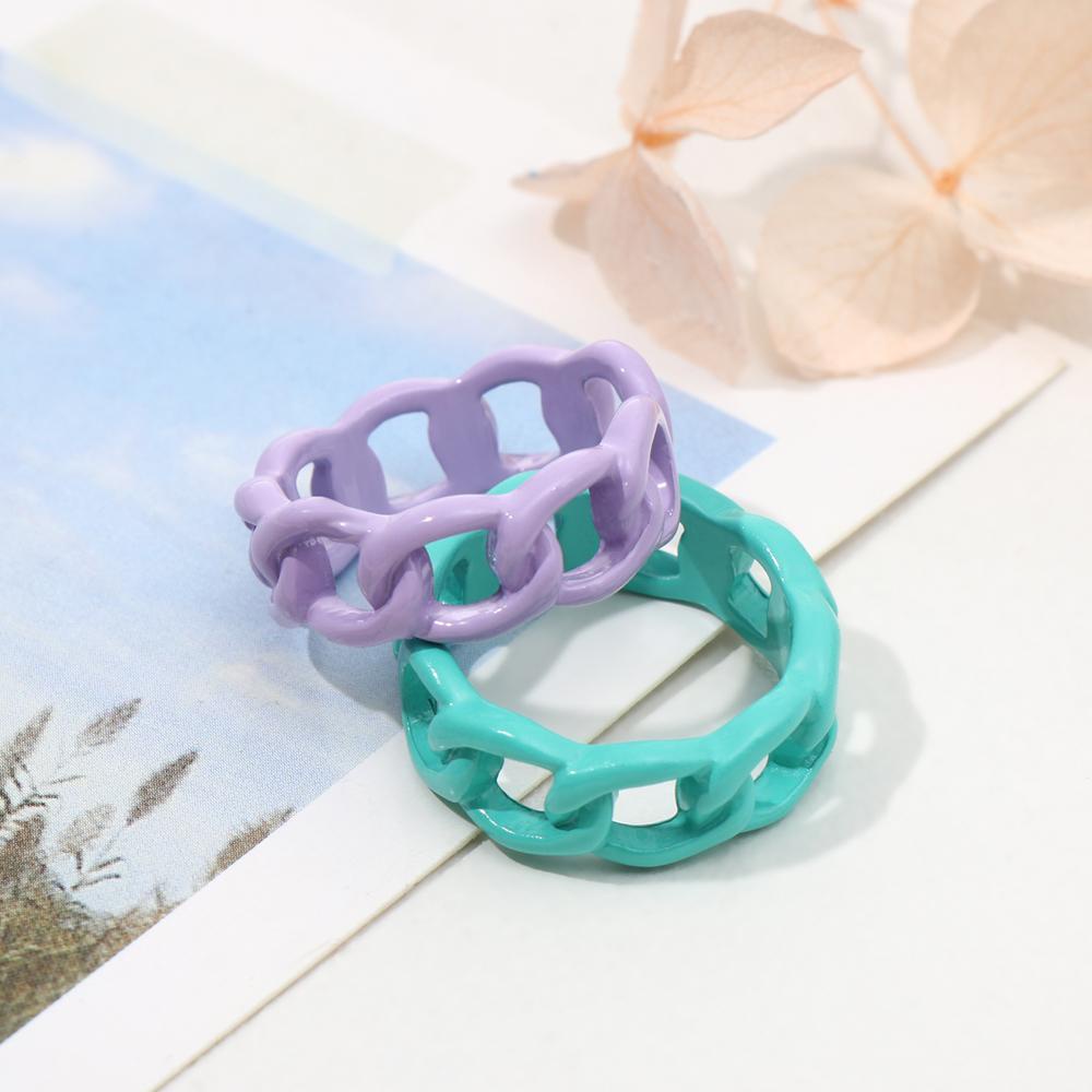 Osier1 Nhẫn Nhựa Acrylic Phối Dây Xích Phong Cách Punk