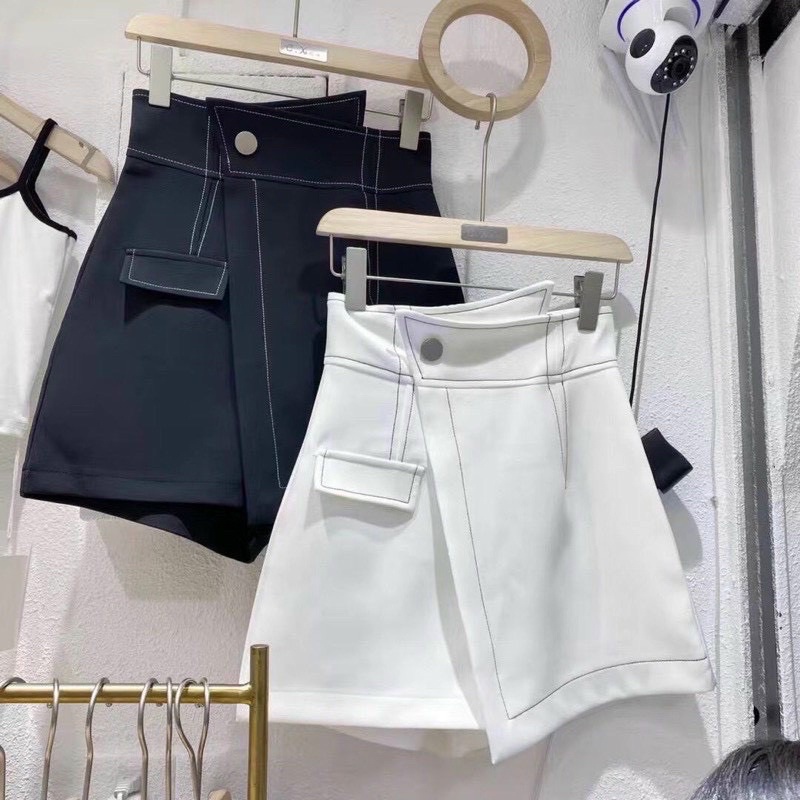 Váy kaki đắp chéo chỉ nổi hàng đẹp siêu xinh - Colory Shop