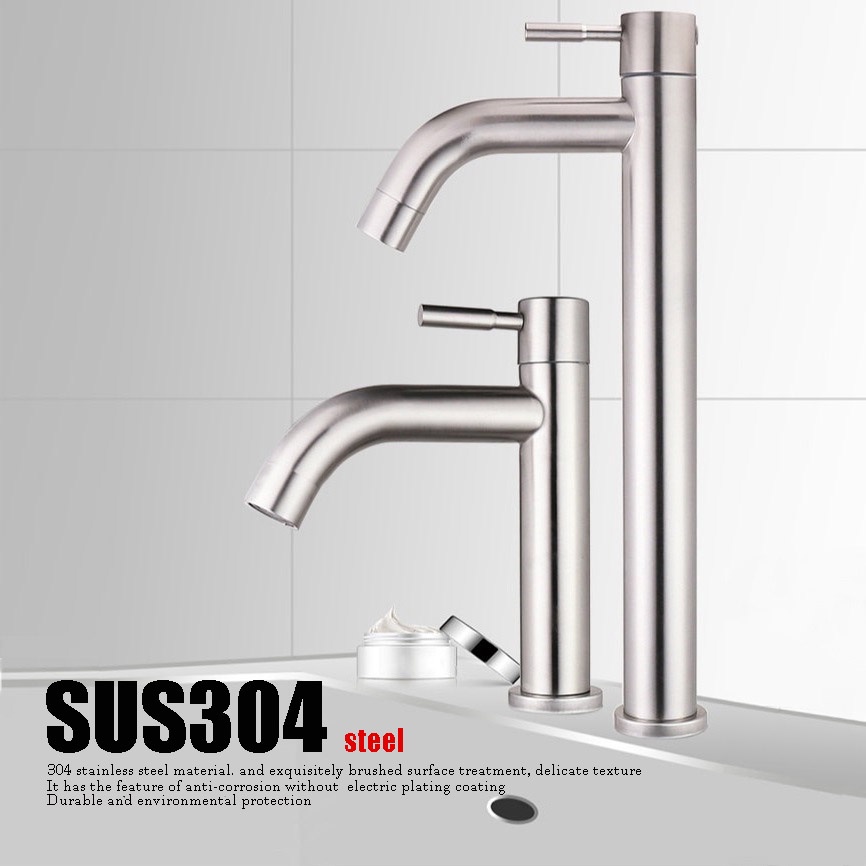 Vòi Nước Lạnh Bằng Thép Không Gỉ SUS304 Cho Bồn Rửa