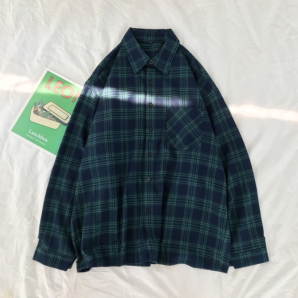 Áo Sơ Mi Dài Tay Sọc Caro Nam Nữ