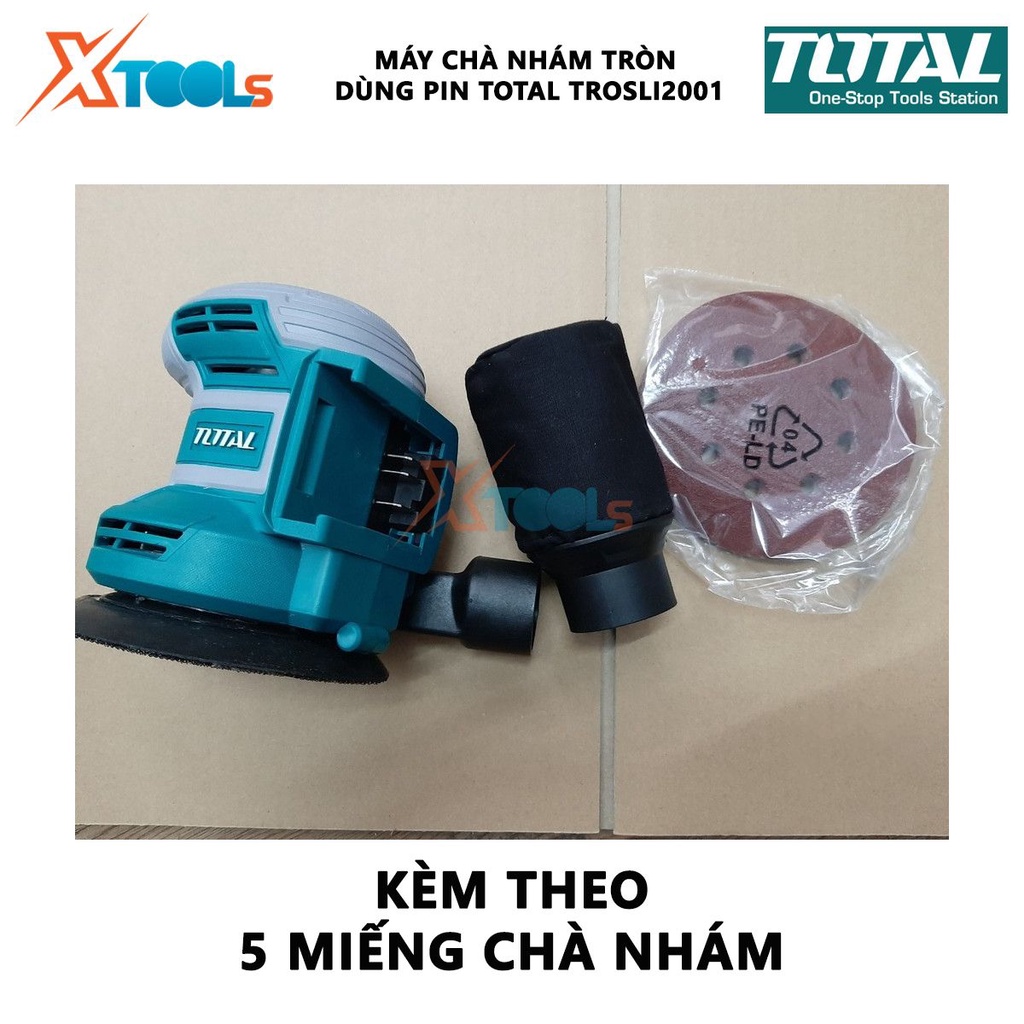 Máy chà nhám tròn dùng pin Total TROSLI2001 đĩa chà 125mm chà nhám tường/gỗ cầm tay sử dụng pin 20V 2kg [XTOOLs][XSAFE]