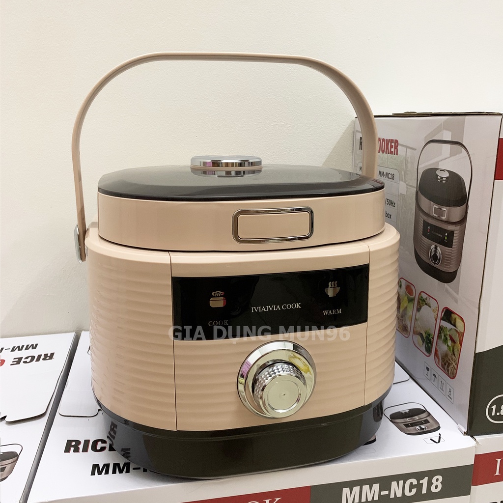 Nồi Cơm Điện IVIAIVIA COOKER MM - NC18 Dung tích 1.8 Lít  - Tặng Kèm Giá Hấp, Hàng Chính Hãng Bảo Hành 12 Tháng