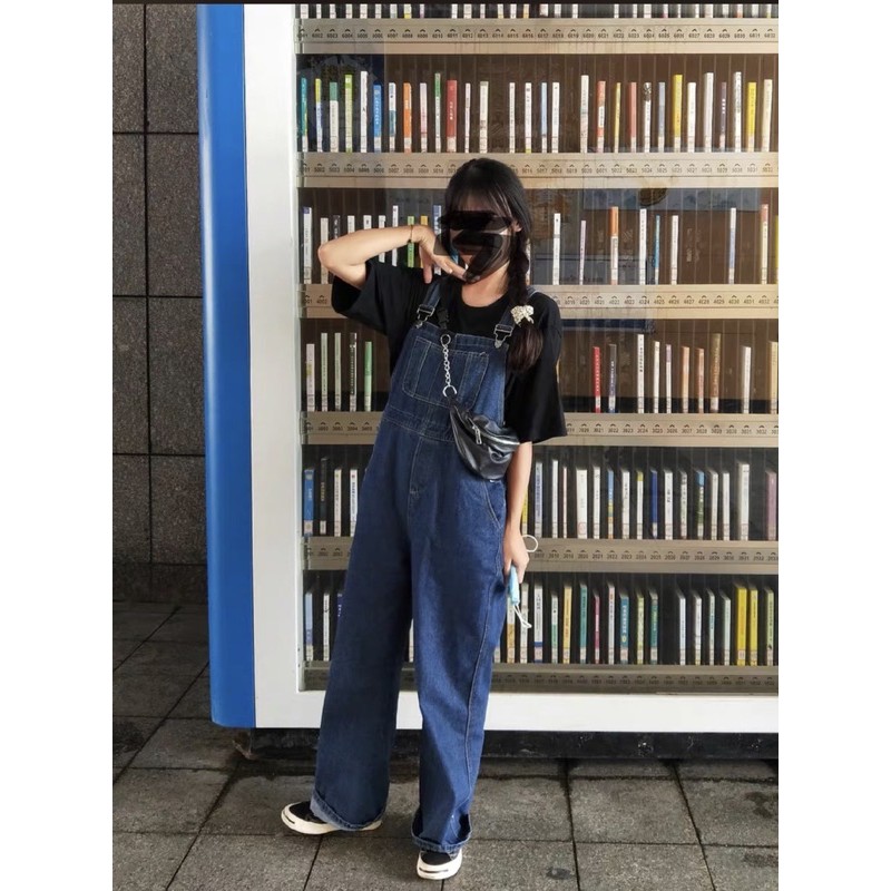 Quần Yếm Jean hai màu dáng Oversized Ulzzang (ảnh thật) | BigBuy360 - bigbuy360.vn