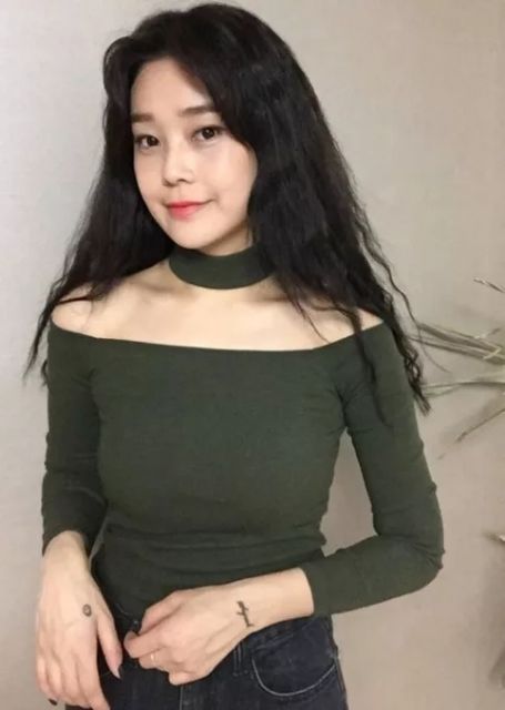 Áo trễ vai, áo kiểu, áo nữ, áo choker, áo trễ vai cổ choker, áo khoét vai, áo bẹt vai, áo kiểu uzzlang