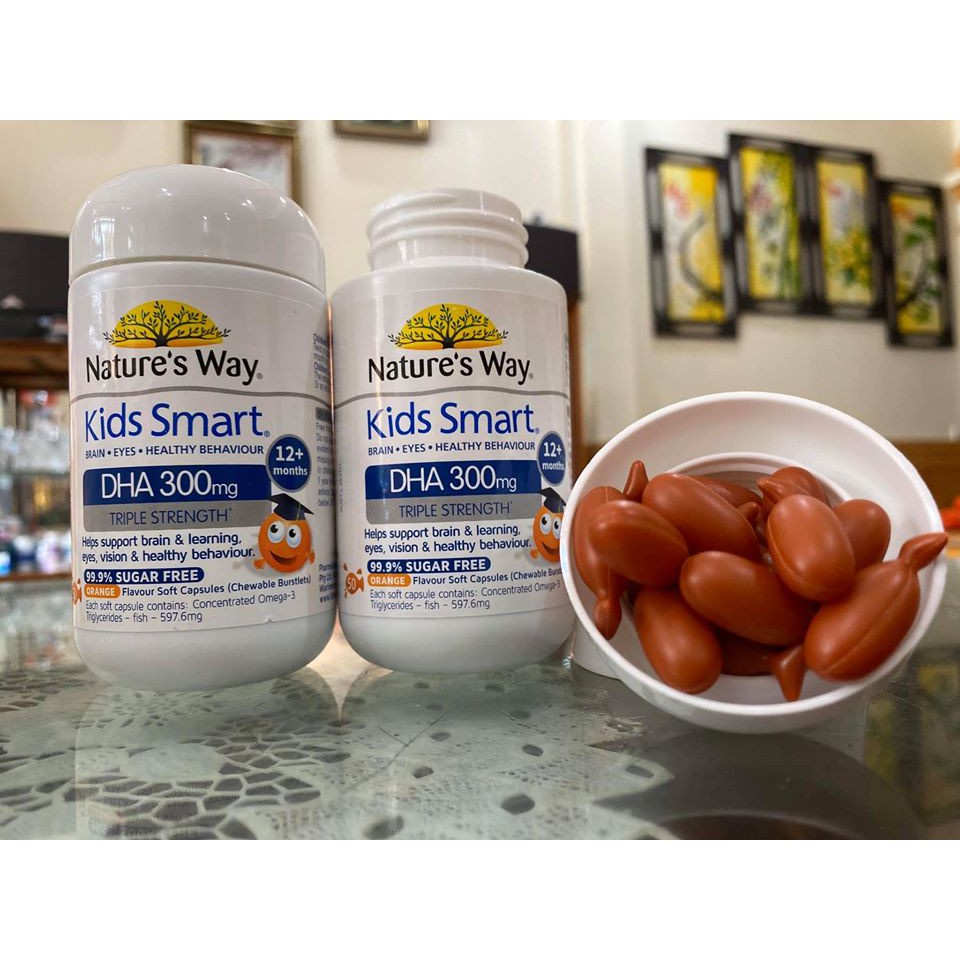 Thực Phẩm Viên Nhai Nature's Way Kids Smart DHA 300mg Triple Strength - Bổ sung DHA cho trẻ
