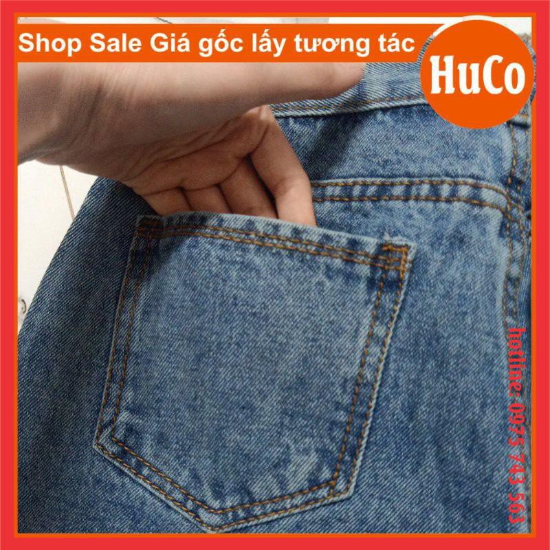 [ẢNH THẬT] Quần jeans nữ, quần bò xanh ống rộng rách gấu lưng cạp cao freesize chuẩn ảnh