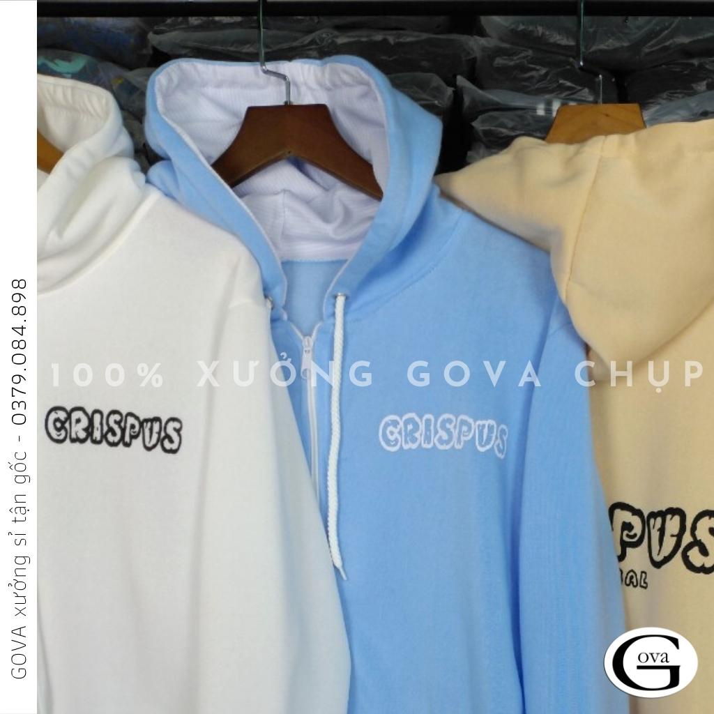 Áo Khoác Nỉ CRISPUS Dây Kéo Nam Nữ Ulzzang Unisex Form Rộng Chữ Thêu Đẹp GOVA