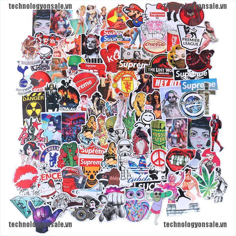 Bộ 100 sticker dán ván trượt Laptop phong cách graffiti chất lượng cao