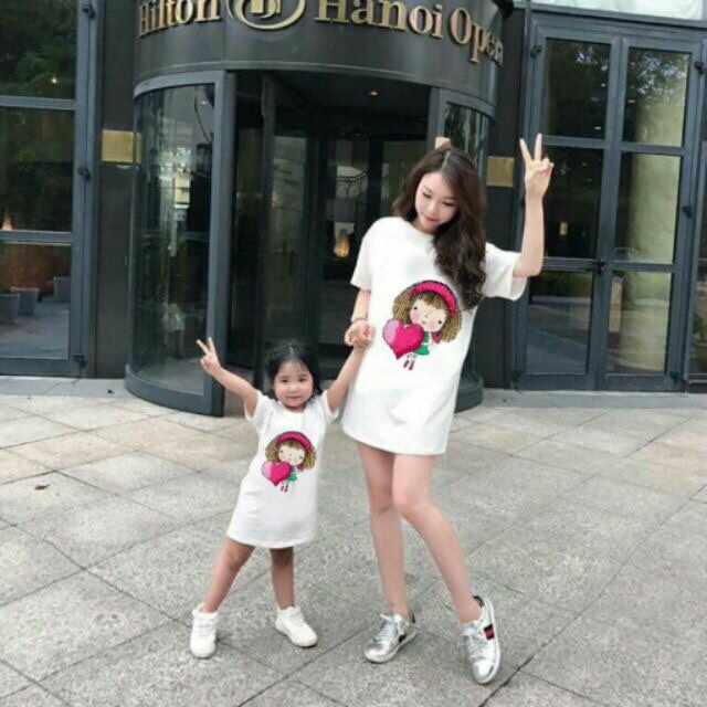 Đầm Suông Thun Mẹ Và Bé (Set 2 Đầm)